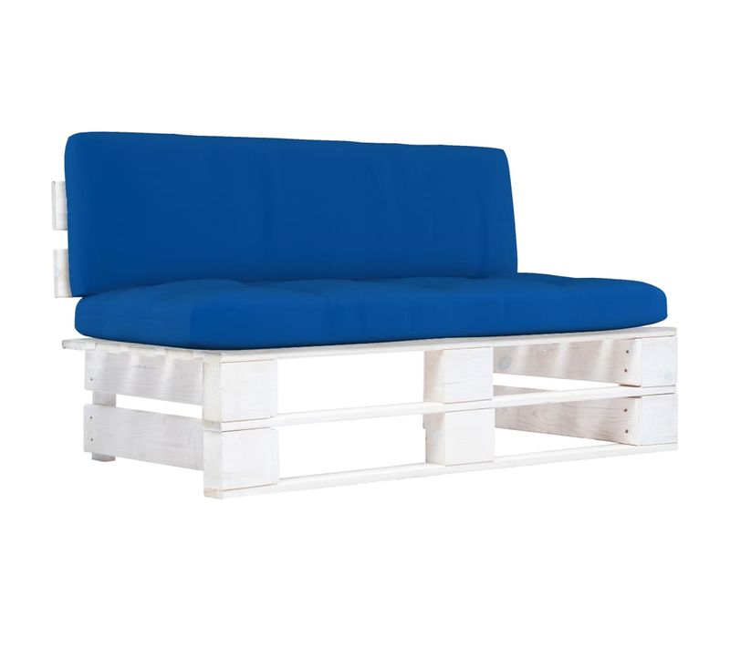 Canapé Central Palette De Jardin Blanc Bois De Pin Imprégné