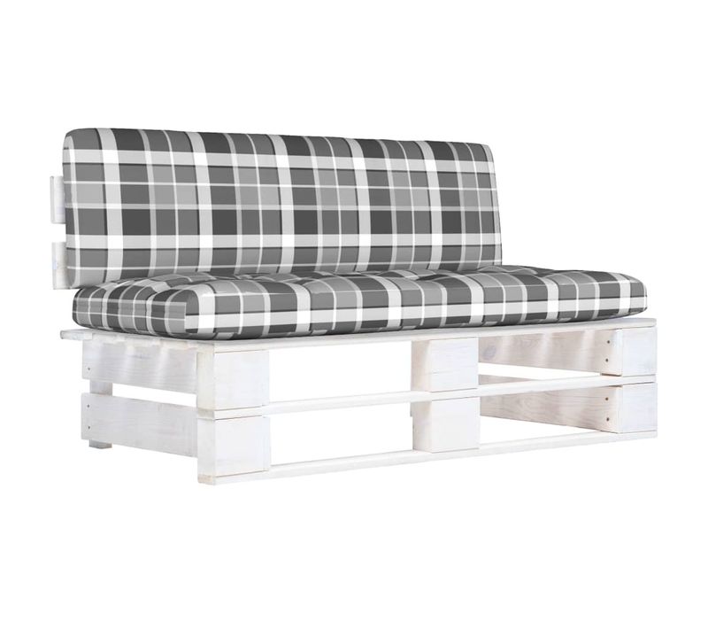 Canapé Central Palette De Jardin Blanc Bois De Pin Imprégné