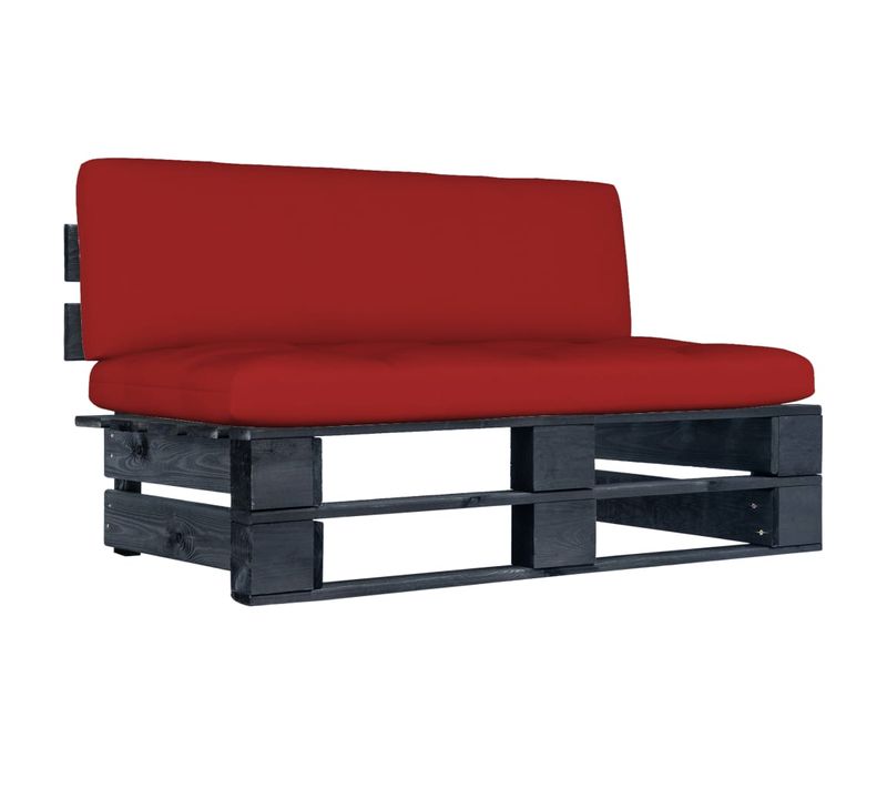 Canapé Central Palette De Jardin Noir Bois De Pin Imprégné