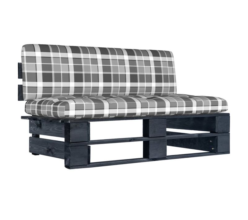 Canapé Central Palette De Jardin Noir Bois De Pin Imprégné