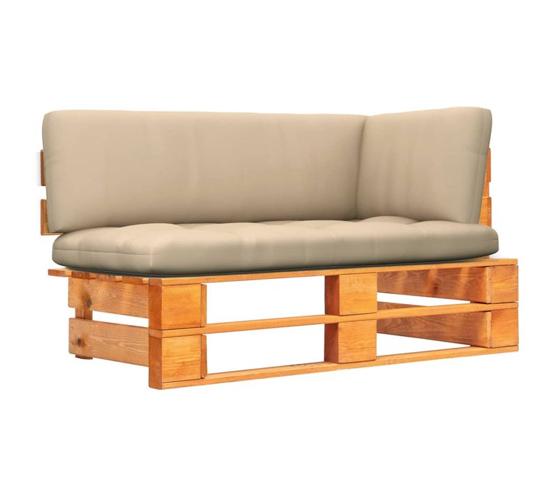 Canapé D'angle Palette De Jardin Marron Miel Bois Pin Imprégné