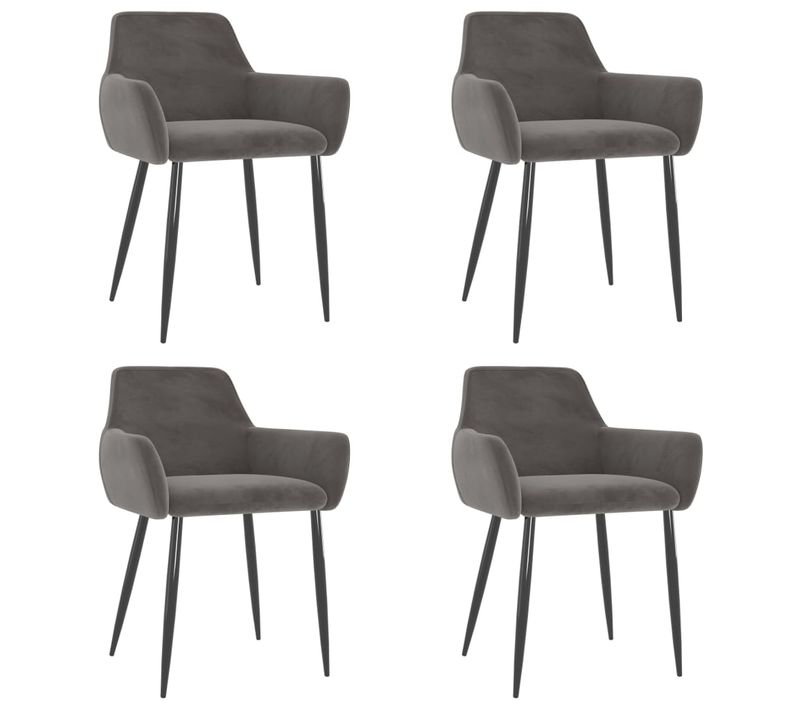 Chaises À Manger Lot De 4 Gris Foncé Velours