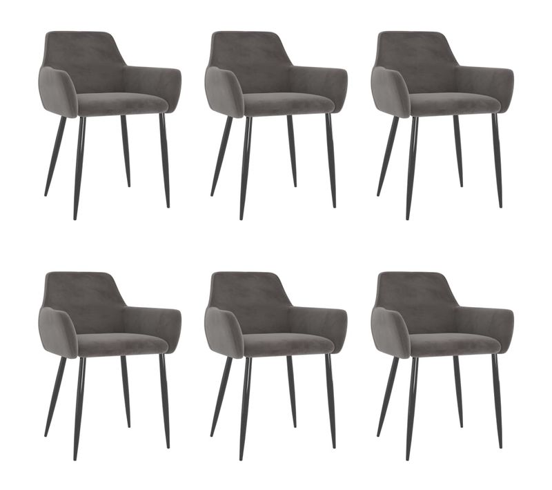 Chaises À Manger Lot De 6 Gris Foncé Velours