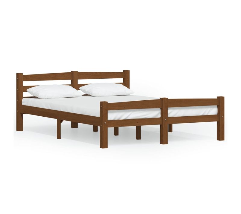 Cadre De Lit Sans Matelas Marron Miel Pin Massif 120x200 Cm