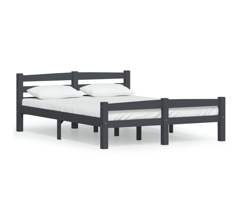 Cadre De Lit Sans Matelas Gris Foncé Pin Massif 120x200 Cm
