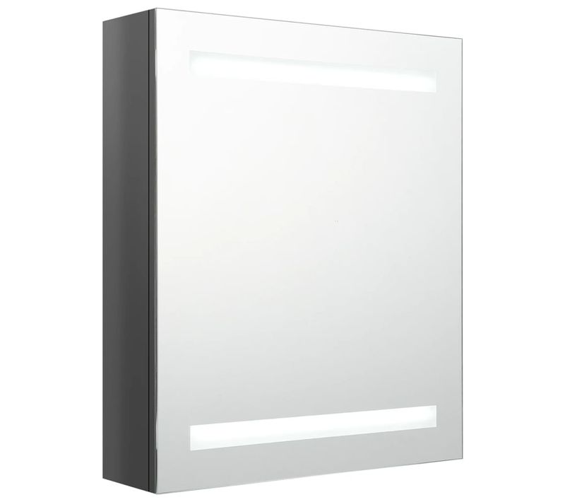 Armoire De Salle De Bain à Miroir LED Gris Brillant 50x14x60 Cm