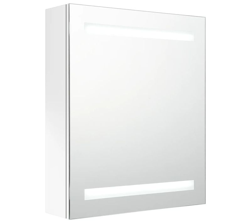 Armoire De Salle De Bain à Miroir LED Blanc Brillant 50x14x60cm