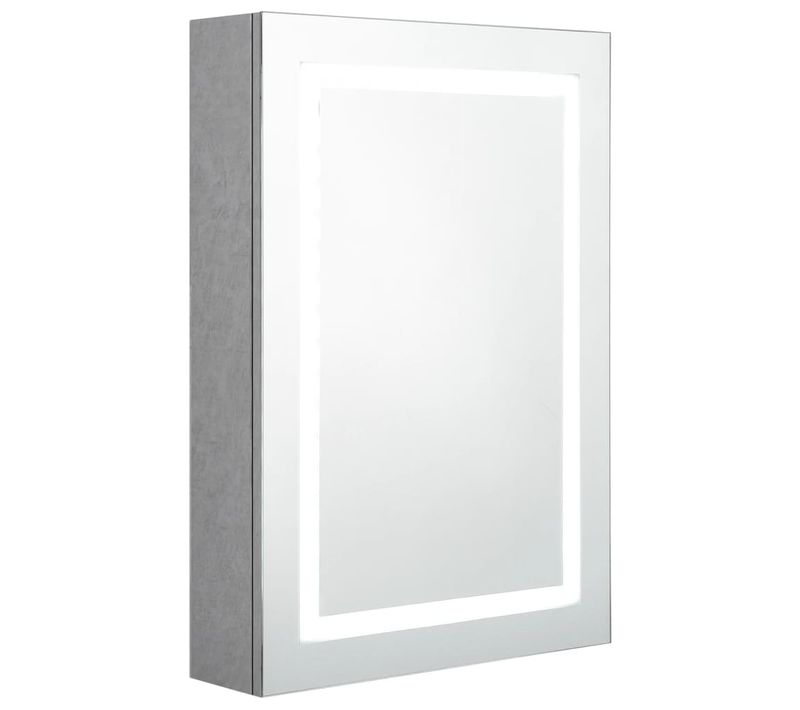 Armoire De Salle De Bain à Miroir LED Gris Béton 50x13x70 Cm