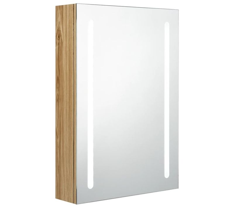 Armoire De Salle De Bain à Miroir LED Chêne 50x13x70 Cm