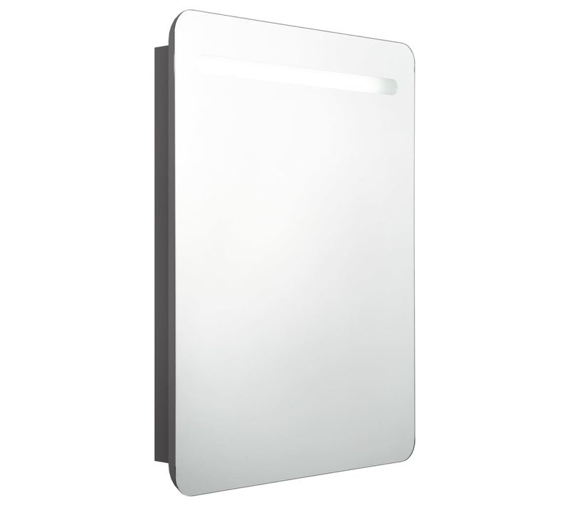 Armoire De Salle De Bain à Miroir LED Gris 60x11x80 Cm