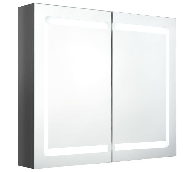 Cabinet De Salle De Bain LED 3 Étagères Montage Mural Ultra-fin 12 Cm 80x12x68 Cm