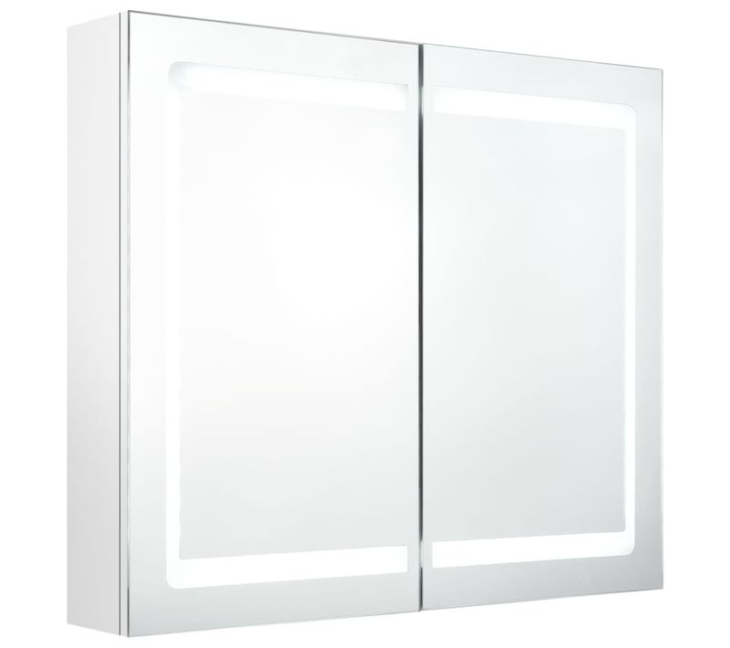 Cabinet De Salle De Bain LED 3 Étagères Montage Mural Ultra-fin 12 Cm 80x12x68 Cm
