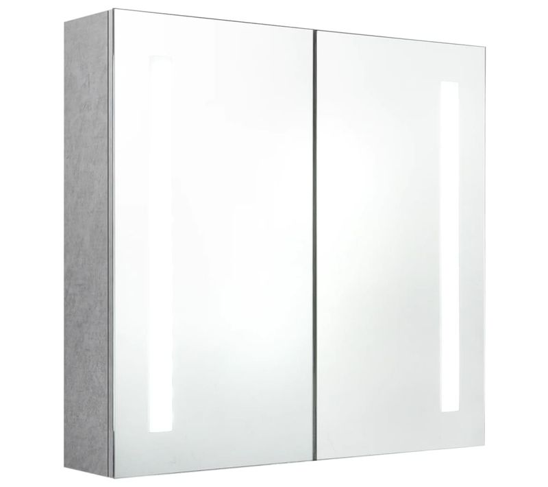 Armoire De Salle De Bain à Miroir LED Gris Béton 62x14x60 Cm