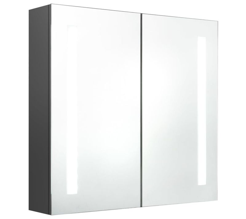 Armoire De Salle De Bain à Miroir LED Gris 62x14x60 Cm