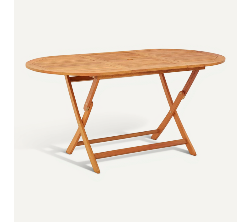 Table De Jardin Pliante 160x85x75 Cm Bois Massif Eucalyptus Finition Huile