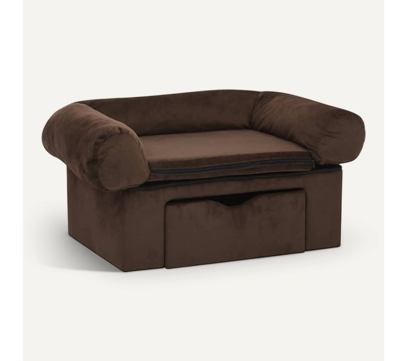 Canapé Pour Chien Avec Tiroir Marron 75x50x38 Cm Peluche
