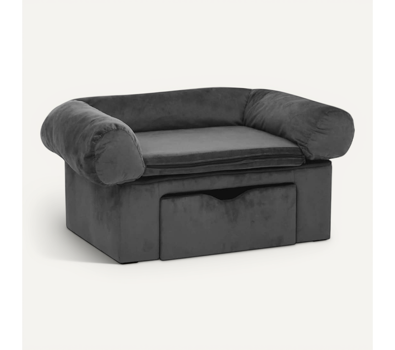 Canapé Pour Chien Avec Tiroir Gris Foncé 75x50x38 Cm Peluche