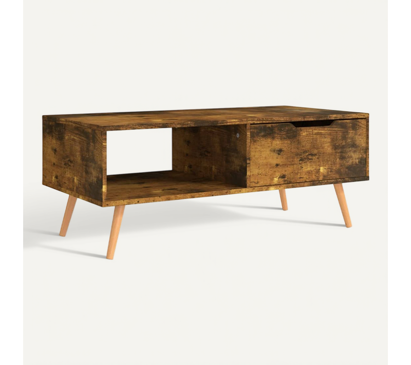 Table Basse Chêne Fumé 100x49,5x43 Cm Bois Contreplaqué