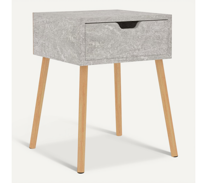 Table De Chevet Gris Béton 40x40x56 Cm Bois Contreplaqué