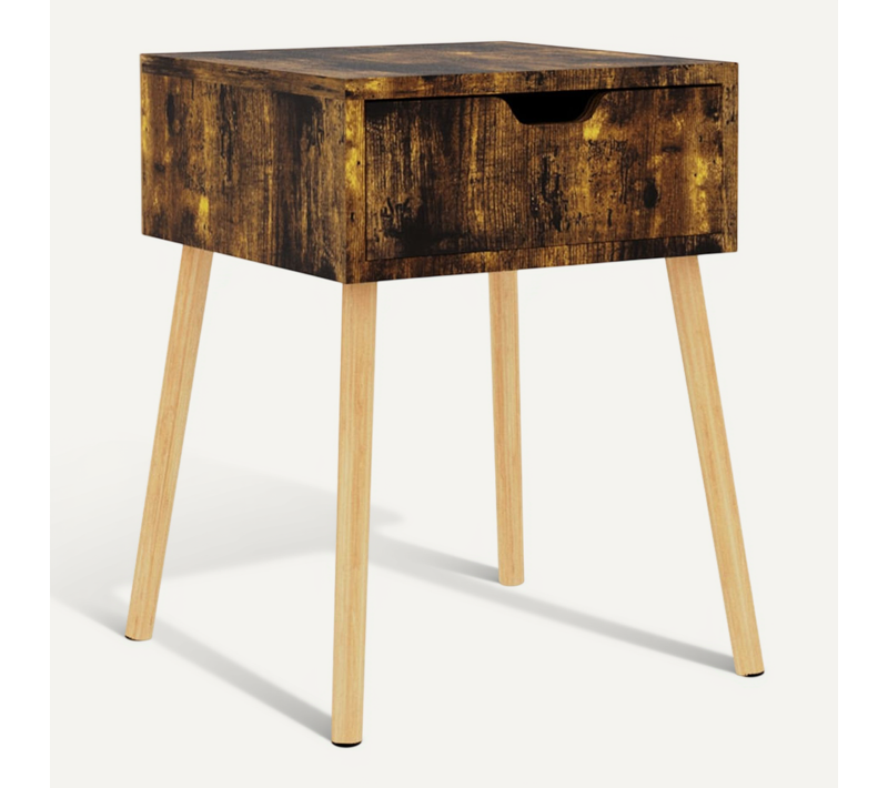 Table De Chevet Chêne Fumé 40x40x56 Cm Bois Contreplaqué
