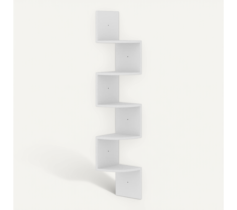étagère D'angle Murale Blanc 19x19x123 Cm Bois Contreplaqué