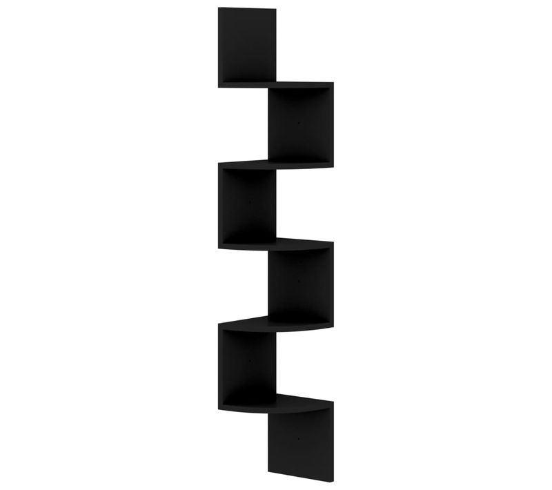 étagère D'angle Murale Noir 19x19x123 Cm Bois Contreplaqué