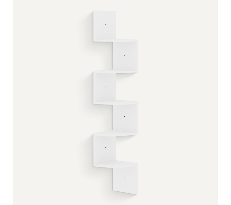 étagère D'angle Murale Blanc Brillant 19x19x123 Cm