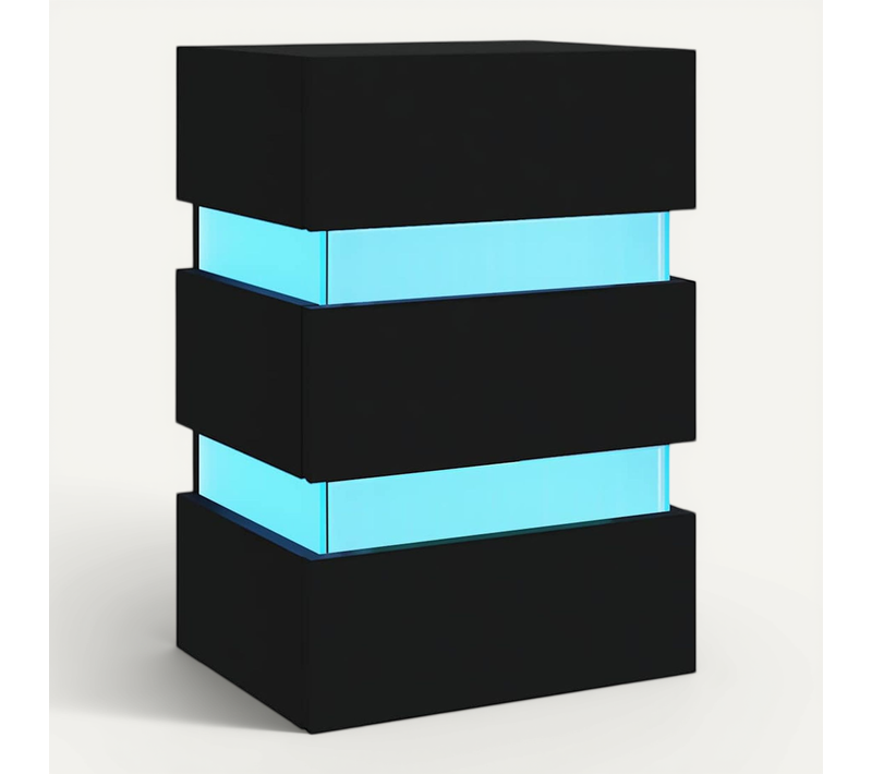 Table De Chevet À LED Noir 45x35x67 Cm Bois Contreplaqué