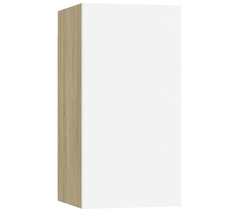 Meuble TV Blanc Et Chêne Sonoma 30,5x30x60 Cm Aggloméré