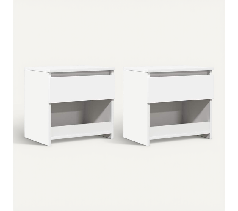 Lot De 2 Tables De Chevet 40x30x39 Cm Blanch Design Moderne