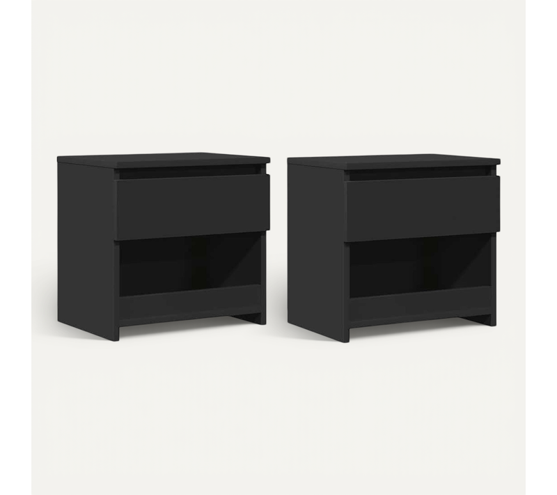 Tables De Chevet 2 Pièces Avec Tiroir Noir 40x30x39 Cm Bois D'ingénierie Armoires De Nuit