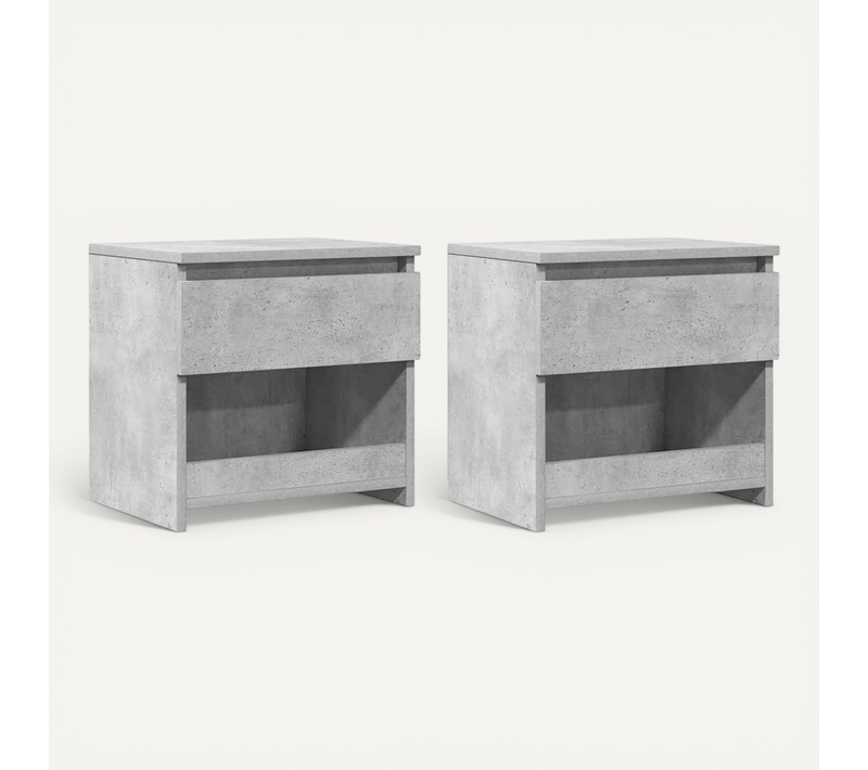 Lot De 2 Tables De Chevet 40x30x39 Cm Gris Béton Design Moderne