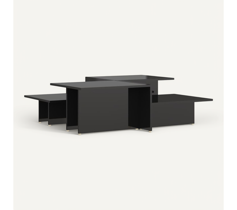 Table Basse 2 Pièces Noir Brillant 111,5x50x33cm Bois Contreplaqué