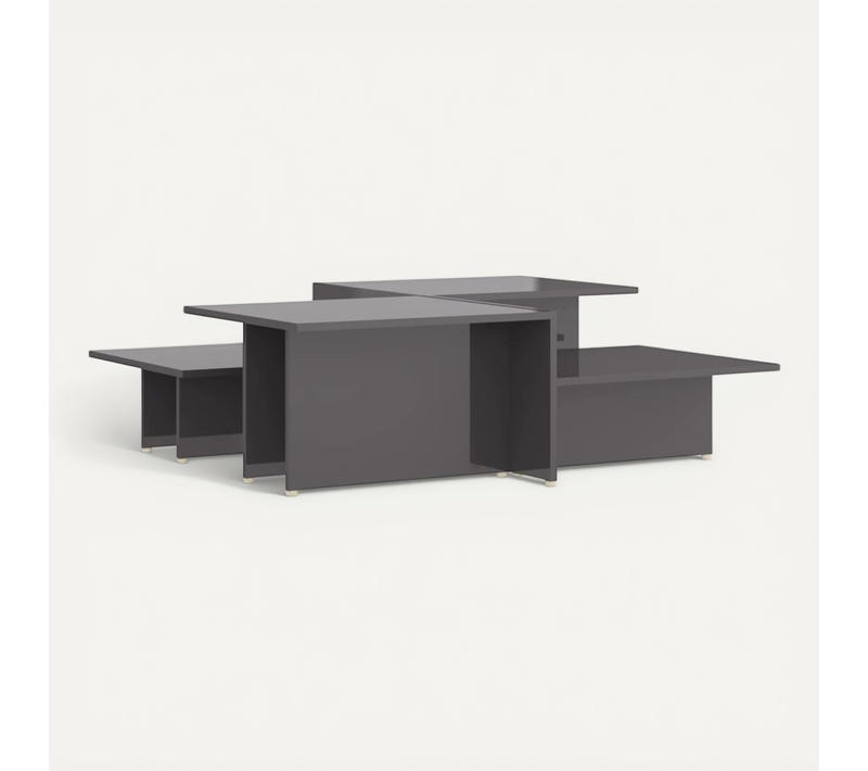Table Basse 2 Pièces Gris Brillant 111,5x50x33cm Bois Contreplaqué