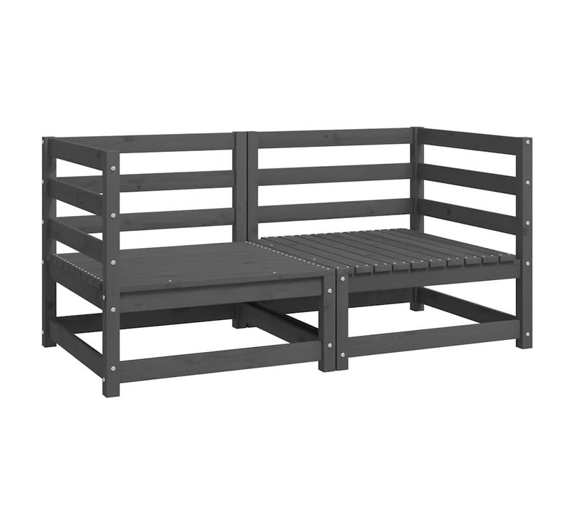 Canapés D'angle De Jardin 2 Pièces Gris Bois De Pin Massif