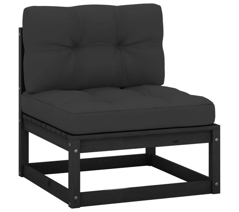 Canapé Central De Jardin Coussins Anthracite Bois De Pin Massif