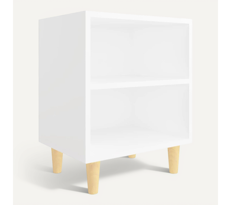 Table De Chevet Avec Pieds En Bois Massif Blanc 40x30x50 Cm