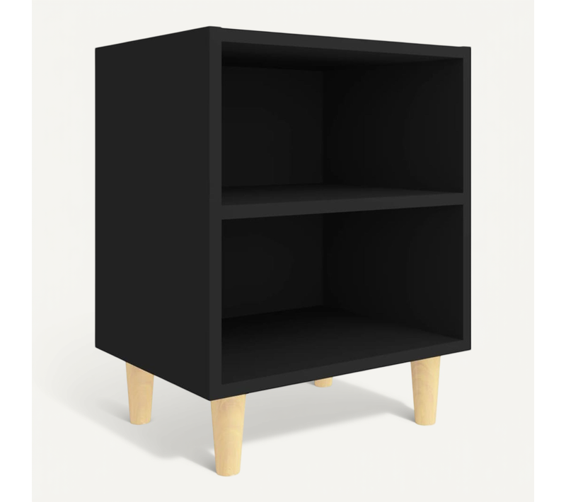 Armoire De Lit 40x30x50 Cm Pieds En Bois Massif Noir Table De Chevet Scandinave
