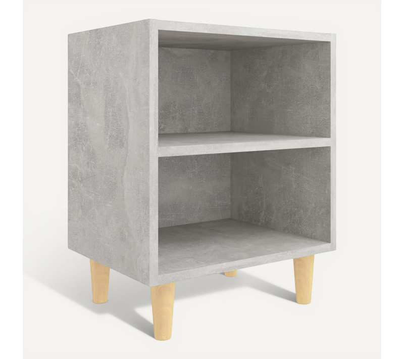 Table De Chevet Avec Pieds En Bois Gris Béton 40x30x50 Cm