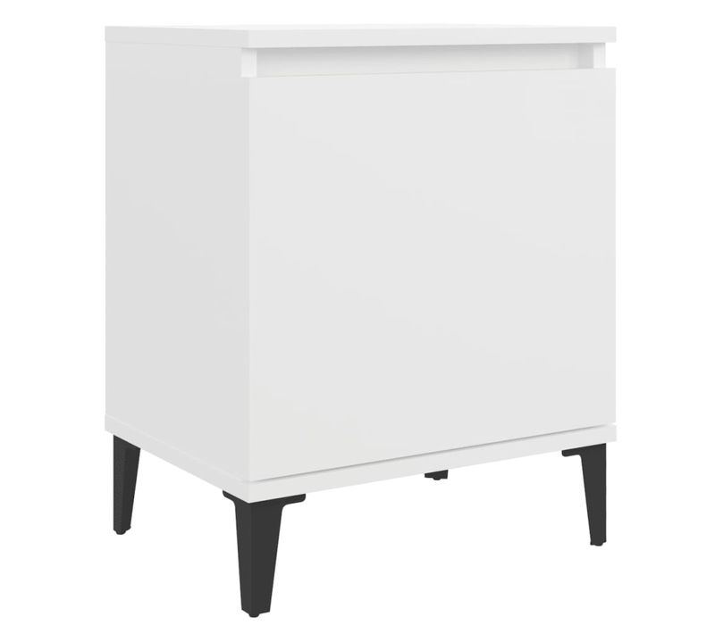 Armoire De Lit 40x30x50 Cm Pieds En Métal Blanc Porte Réversible Industrielle