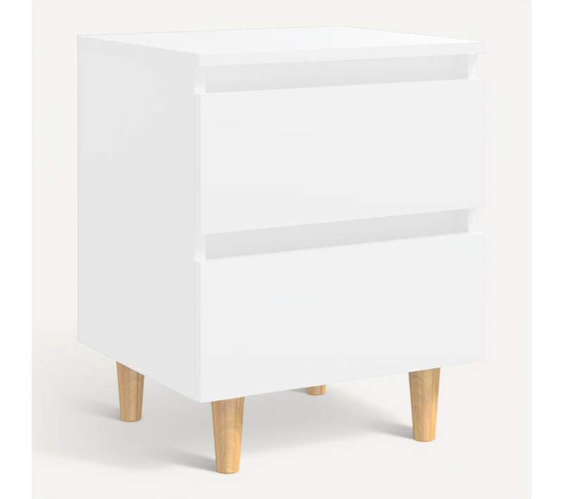 Table De Chevet Avec Pieds En Pin Blanc 40x35x50 Cm Armoire De Nuit Chambre Intérieur