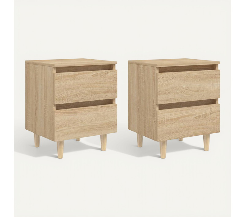 Tables De Chevet 2 Pièces Avec Pieds En Pin Chêne Sonoma 40x35x50 Cm Armoires De Nuit Chambre
