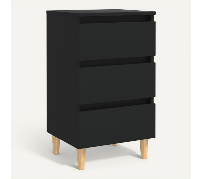Table De Chevet Avec Pieds En Bois Noir 40x35x69 Cm