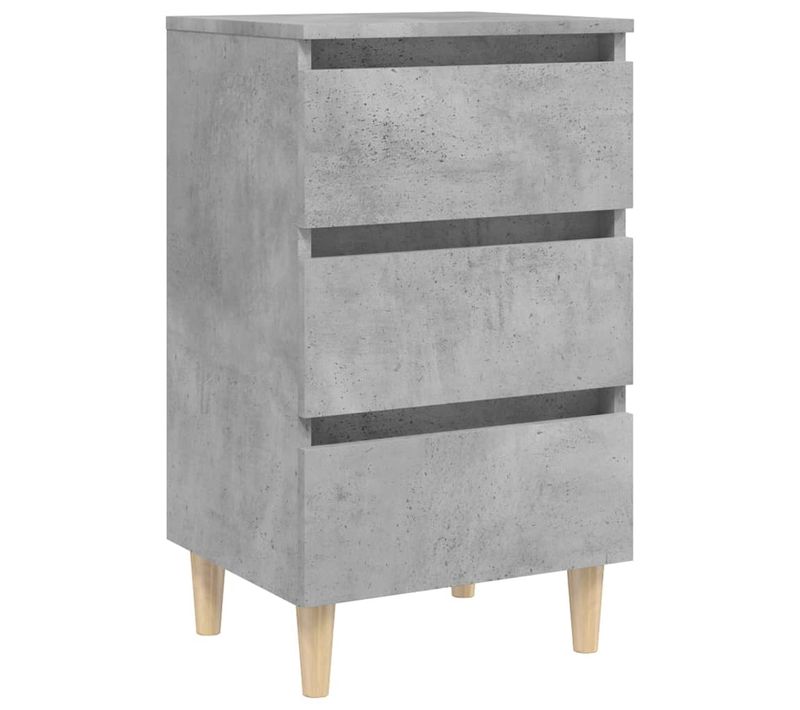 Table De Chevet Avec Pieds En Bois Solide Gris Béton 40x35x69cm