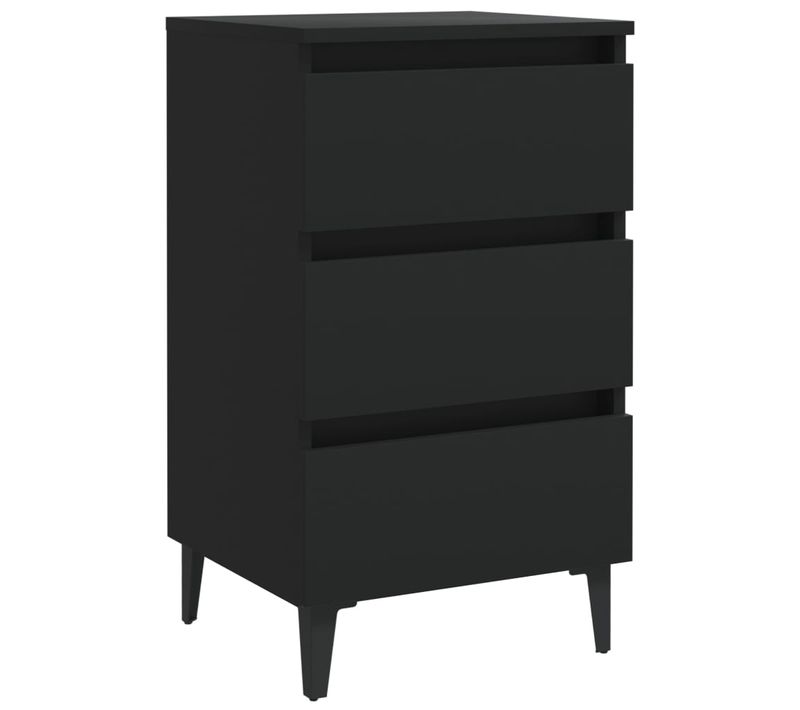 Armoire De Lit 40 X 35 X 69 Cm Pieds En Métal Noir 3 Tiroirs Table De Chevet Industrielle