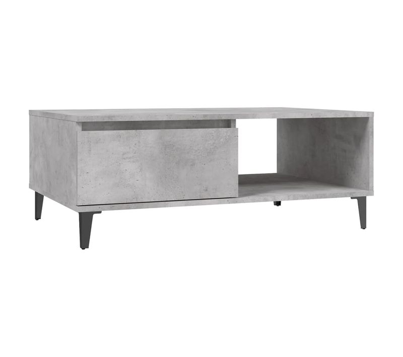 Table Basse Gris Béton 90x60x35 Cm Bois Contreplaqué