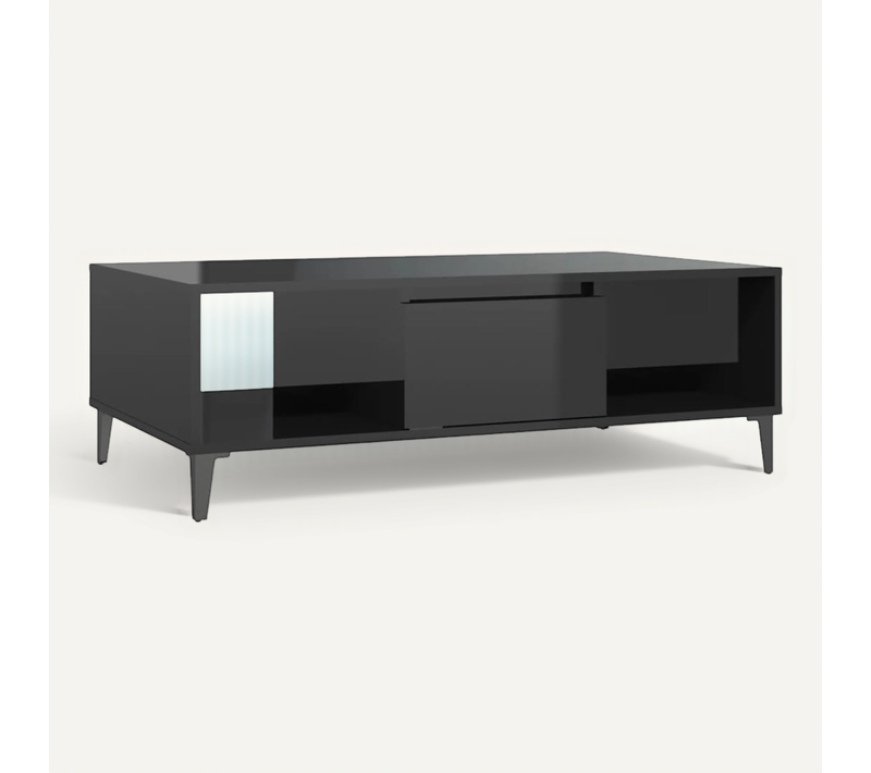 Table Basse Noir Brillant 103,5x60x35 Cm Bois Contreplaqué