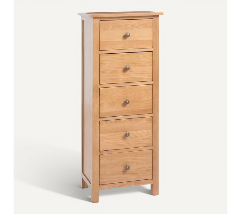 Commode Haute 45x32x110 Cm Bois De Chêne Massif