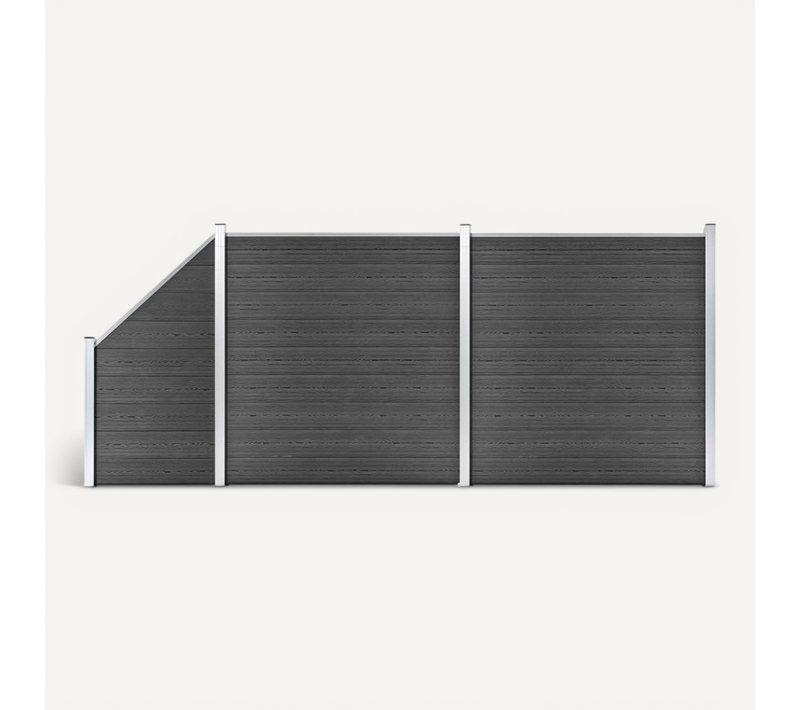 Ensemble De Panneau De Clôture Wpc 446x(105-186) Cm Noir