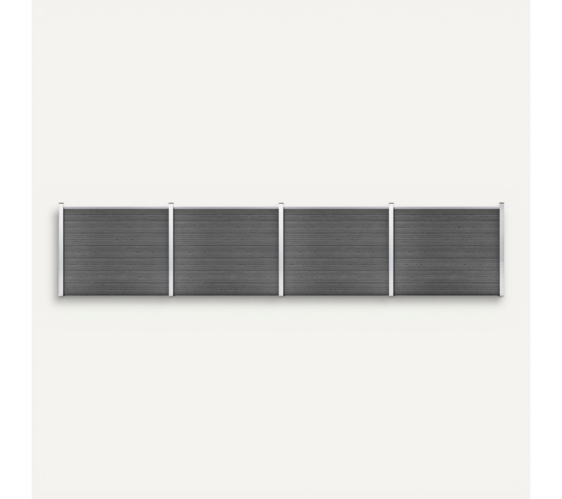 Ensemble De Panneau De Clôture Wpc 699x146 Cm Noir